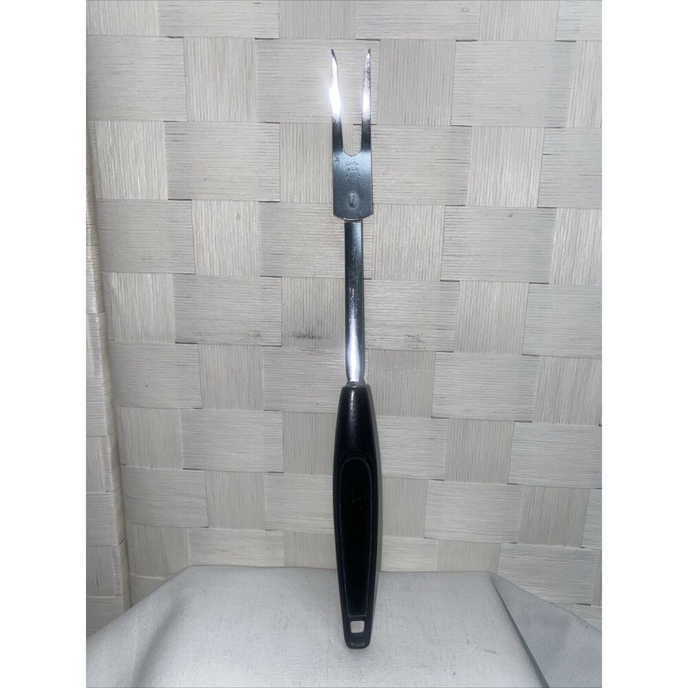 Vintage Foley USA Meat Carving Serving Meat Fork Chrome Plated USA 12”